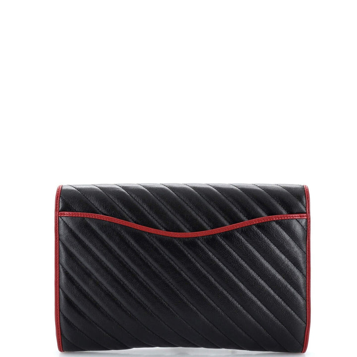 GUCCI MATELASSE LEATHER TORCHON GG MARMONT CLUTCH BAG