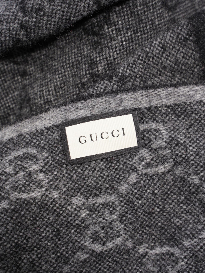 GUCCI GG SUPREME WEB WOOL CASHMERE  BLEND SCARF