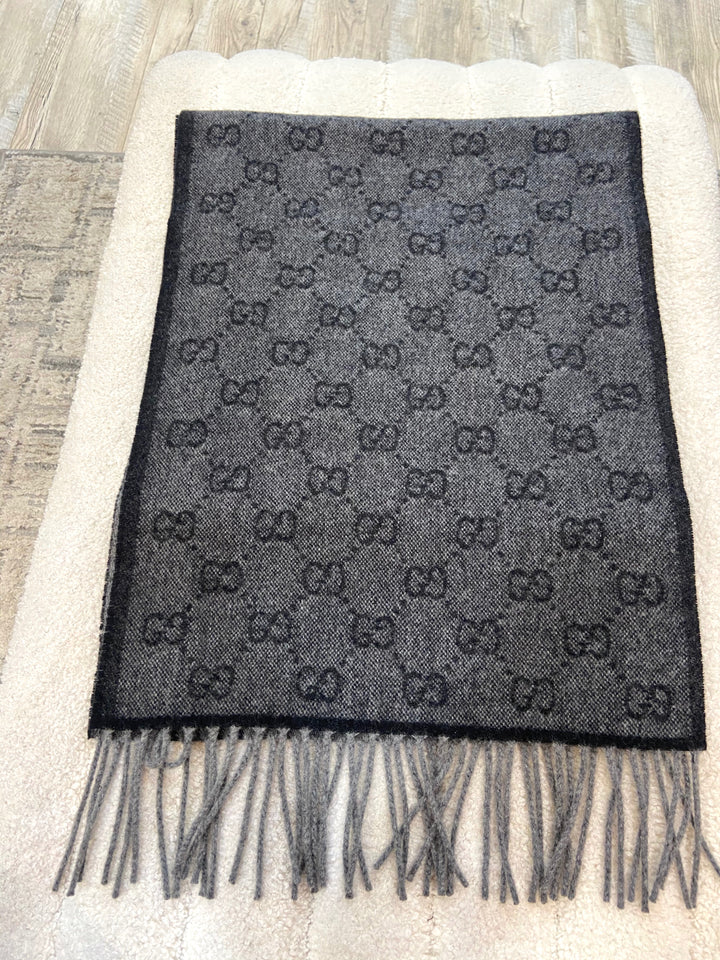 GUCCI GG SUPREME WEB WOOL CASHMERE  BLEND SCARF
