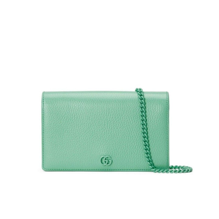 GUCCI GG MARMONT CALFSKIN LEATHER CHAIN WALLET – APPLE GREEN