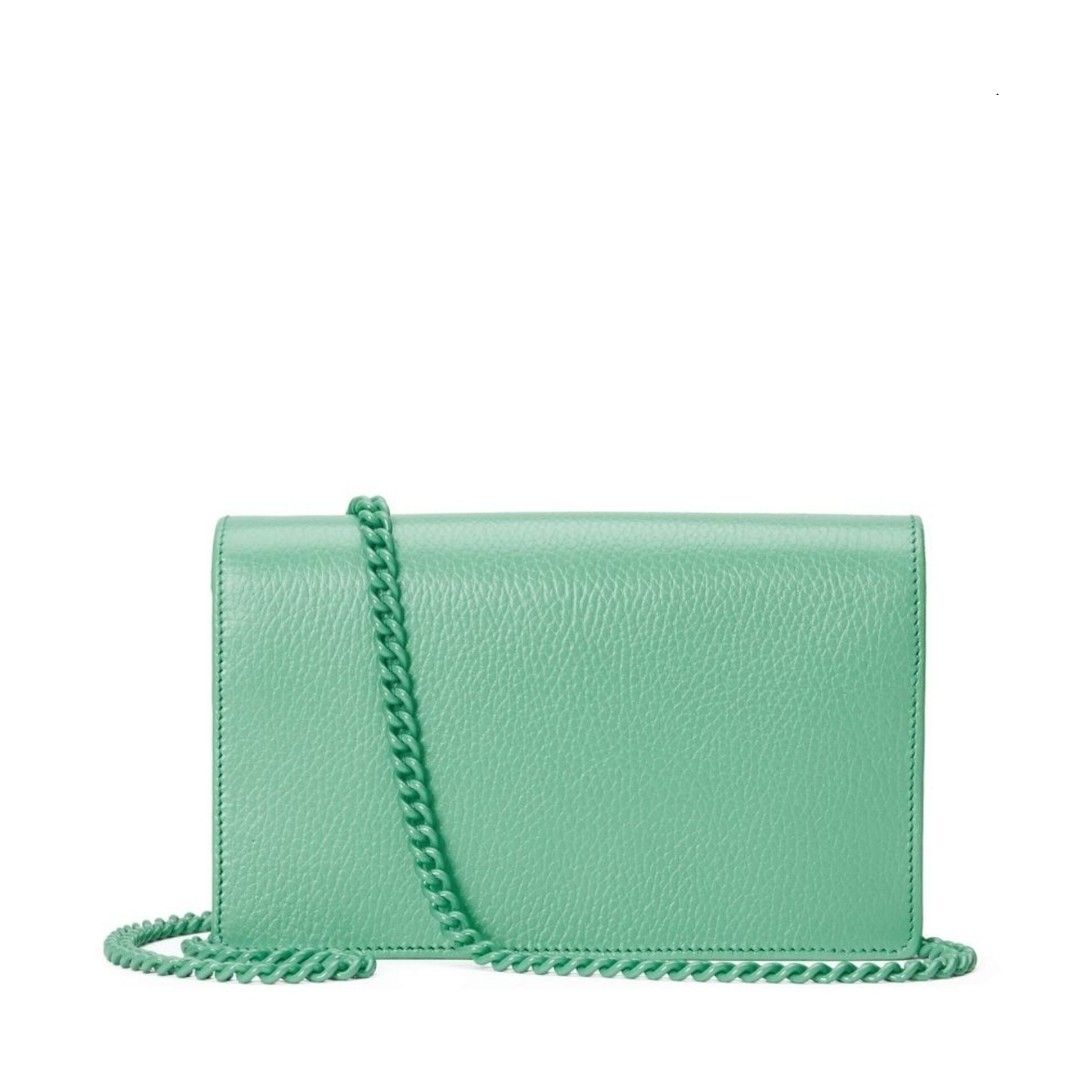 GUCCI GG MARMONT CALFSKIN LEATHER CHAIN WALLET – APPLE GREEN