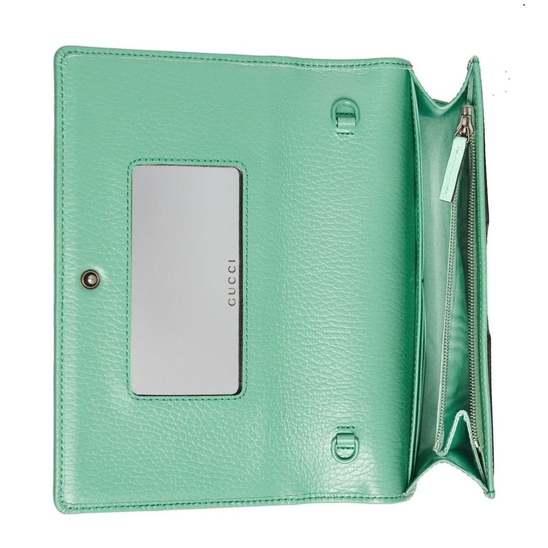 GUCCI GG MARMONT CALFSKIN LEATHER CHAIN WALLET – APPLE GREEN