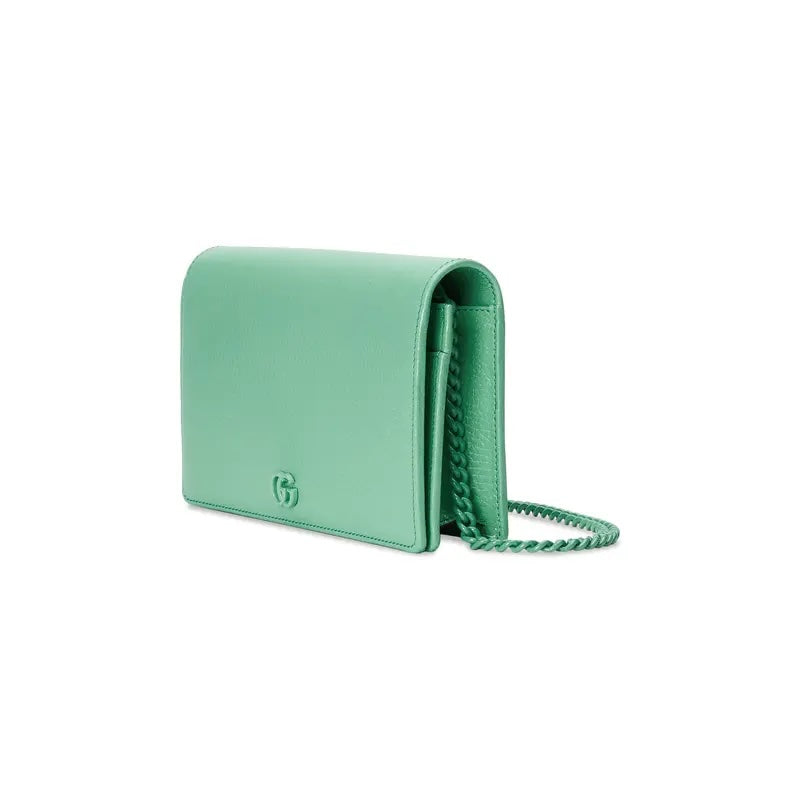 GUCCI GG MARMONT CALFSKIN LEATHER CHAIN WALLET – APPLE GREEN
