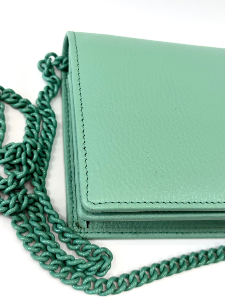 GUCCI GG MARMONT CALFSKIN LEATHER CHAIN WALLET – APPLE GREEN
