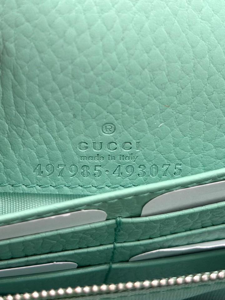 GUCCI GG MARMONT CALFSKIN LEATHER CHAIN WALLET – APPLE GREEN