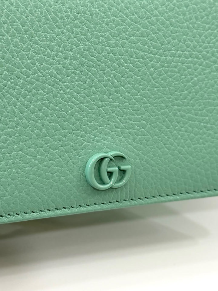 GUCCI GG MARMONT CALFSKIN LEATHER CHAIN WALLET – APPLE GREEN