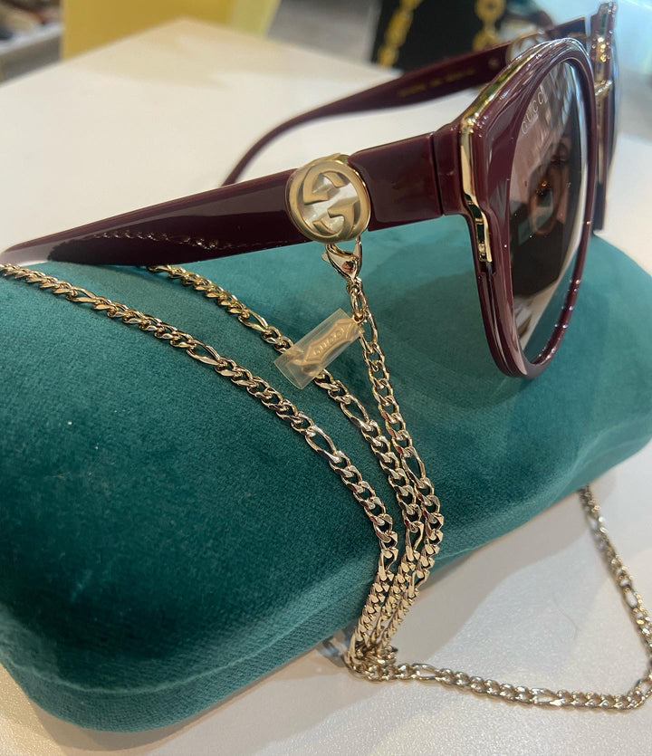 GUCCI CAT EYE GG1027SK-004 CHAIN SUNGLASSES – Caroline's Fashion