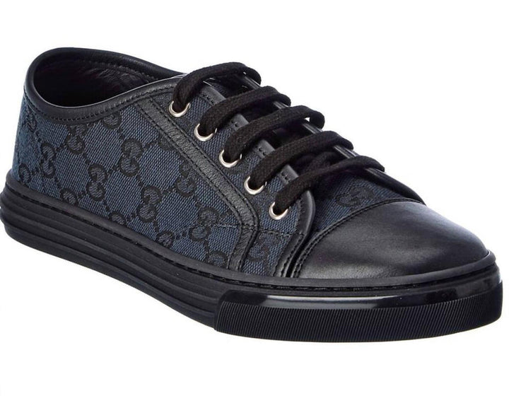 GUCCI GG MONOGRAM CANVAS &amp; CALFSKIN LEATHER LOW-TOP SNEAKERS