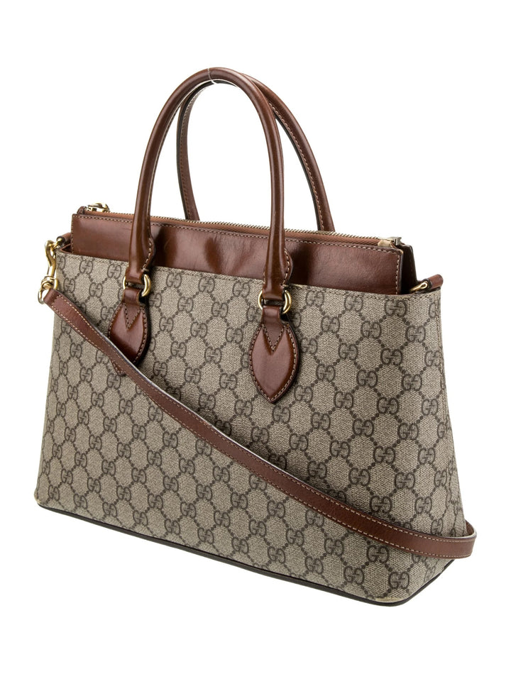 GUCCI GG SUPREME MONOGRAM SMALL ZIP TOP TOTE BAG