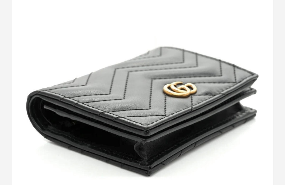 GUCCI GG MARMONT LAMBSKIN LEATHER CARD CASE BI-FOLD WALLET
