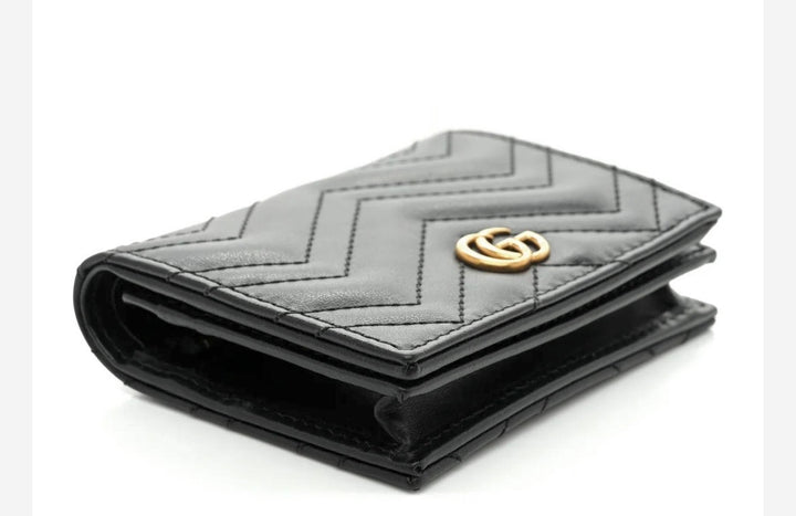 GUCCI GG MARMONT LAMBSKIN LEATHER CARD CASE BI-FOLD WALLET