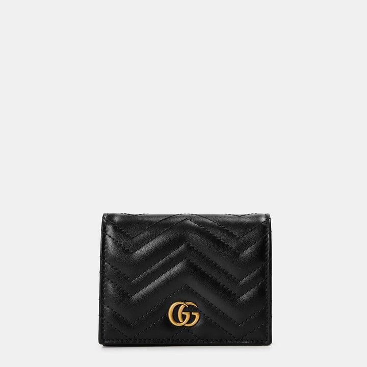 GUCCI GG MARMONT LAMBSKIN LEATHER CARD CASE BI-FOLD WALLET