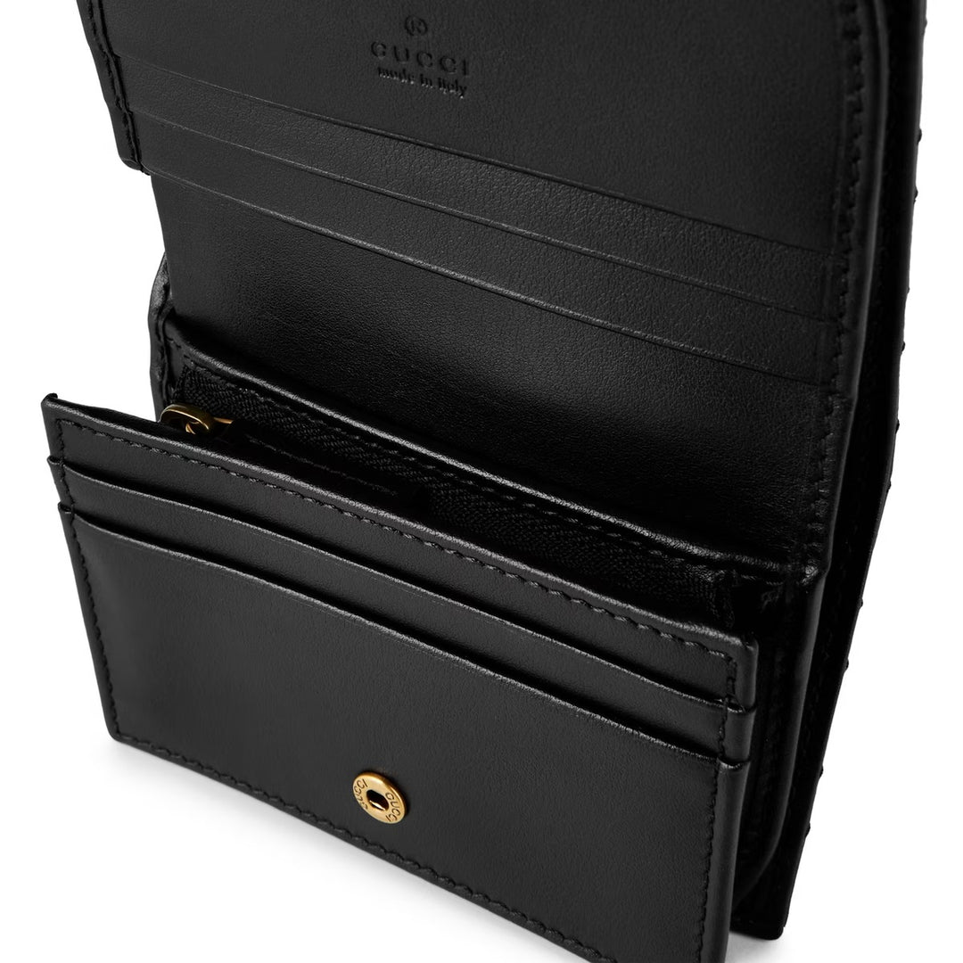 GUCCI GG MARMONT LAMBSKIN LEATHER CARD CASE BI-FOLD WALLET