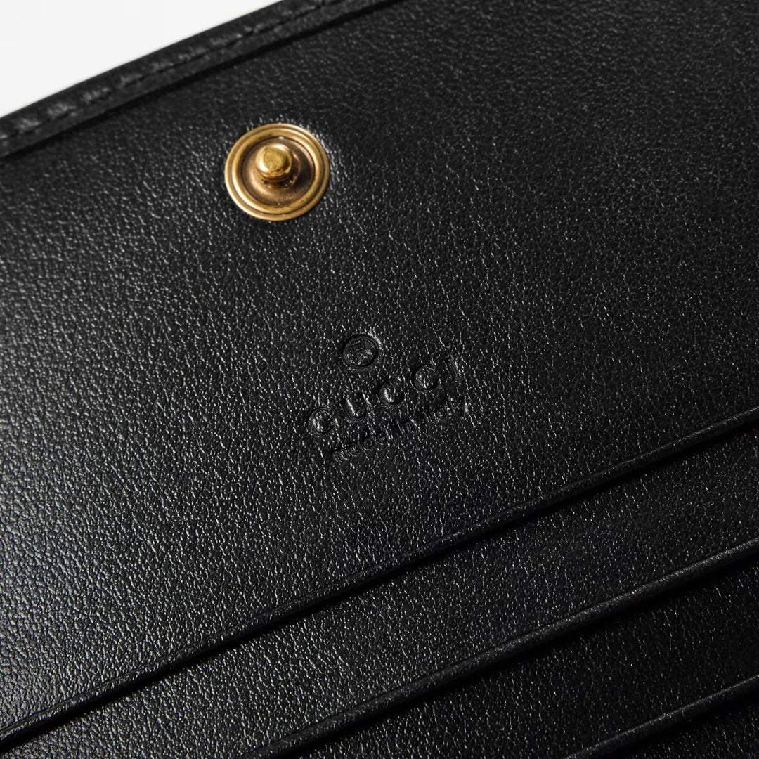 GUCCI GG MARMONT LAMBSKIN LEATHER CARD CASE BI-FOLD WALLET