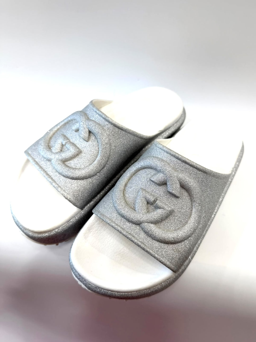 GUCCI GG GLITTER PLATFORM SLIDE MULES