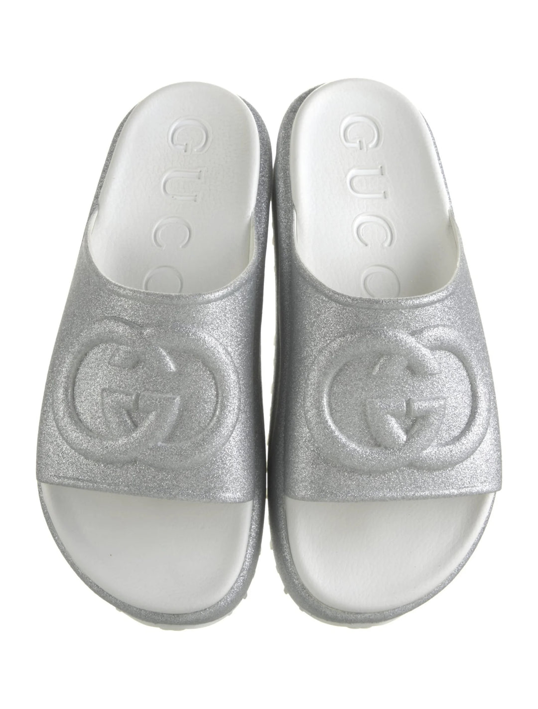 GUCCI GG GLITTER PLATFORM SLIDE MULES