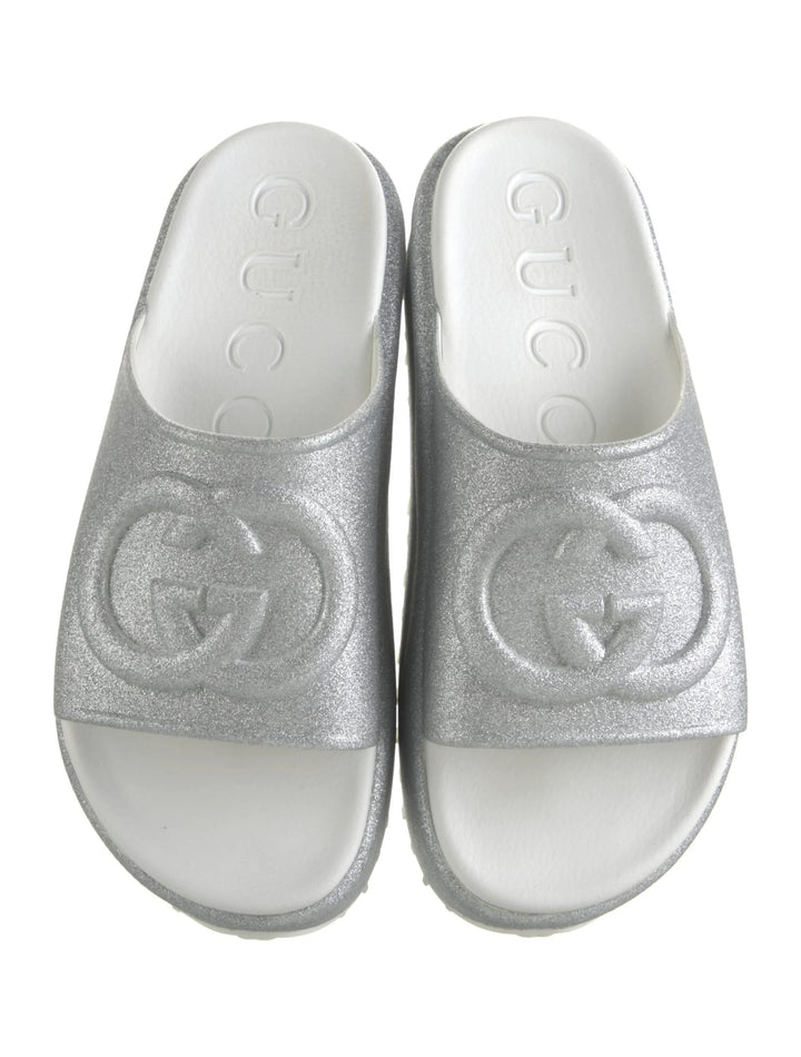 GUCCI GG GLITTER PLATFORM SLIDE MULES