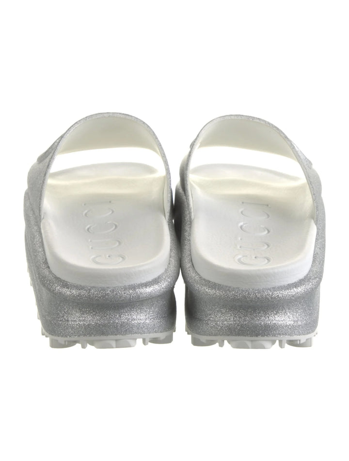 GUCCI GG GLITTER PLATFORM SLIDE MULES