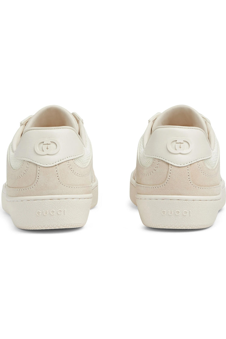 GUCCI G74 GG SUEDE &amp; KNIT LOW-TOP SNEAKERS