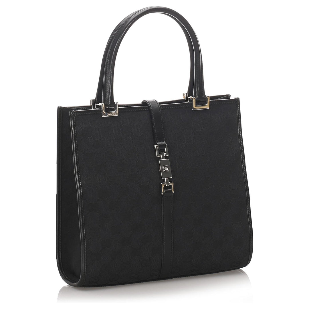 GUCCI GG CANVAS &amp; LEATHER JACKIE TOTE BAG