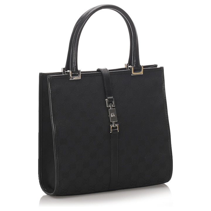 GUCCI GG CANVAS &amp; LEATHER JACKIE TOTE BAG