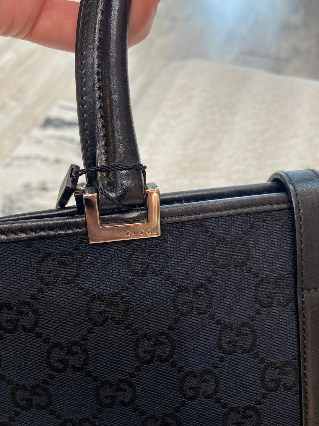 GUCCI GG CANVAS &amp; LEATHER JACKIE TOTE BAG