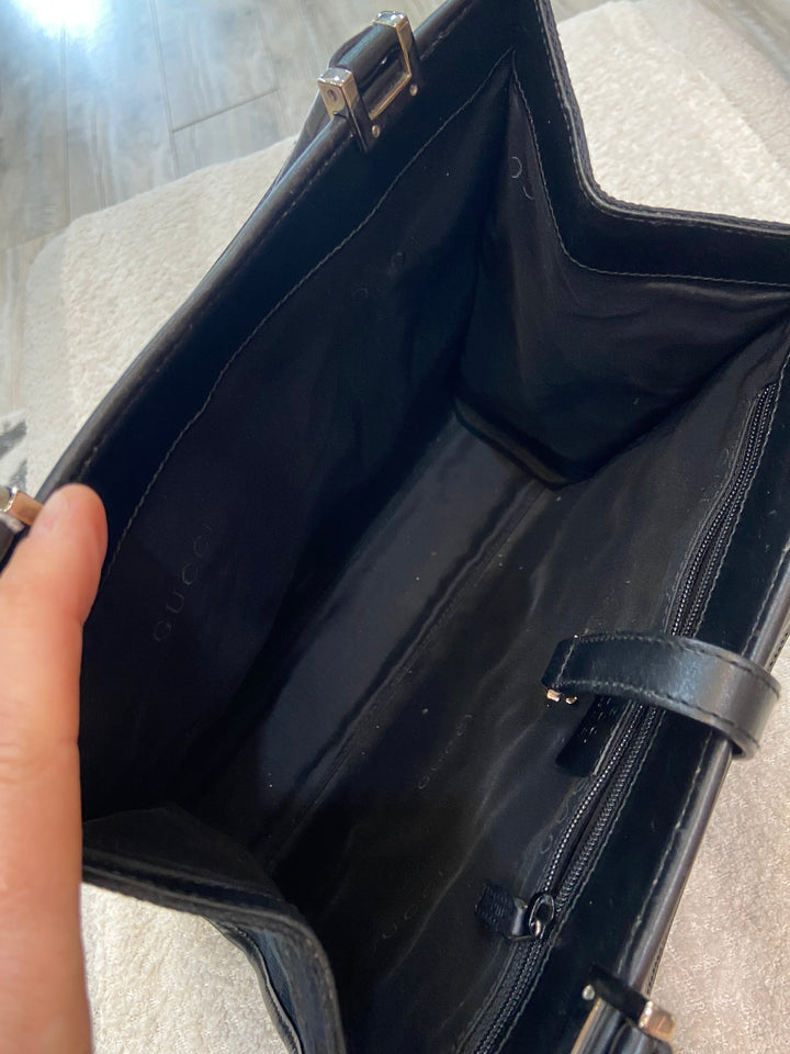 GUCCI GG CANVAS &amp; LEATHER JACKIE TOTE BAG
