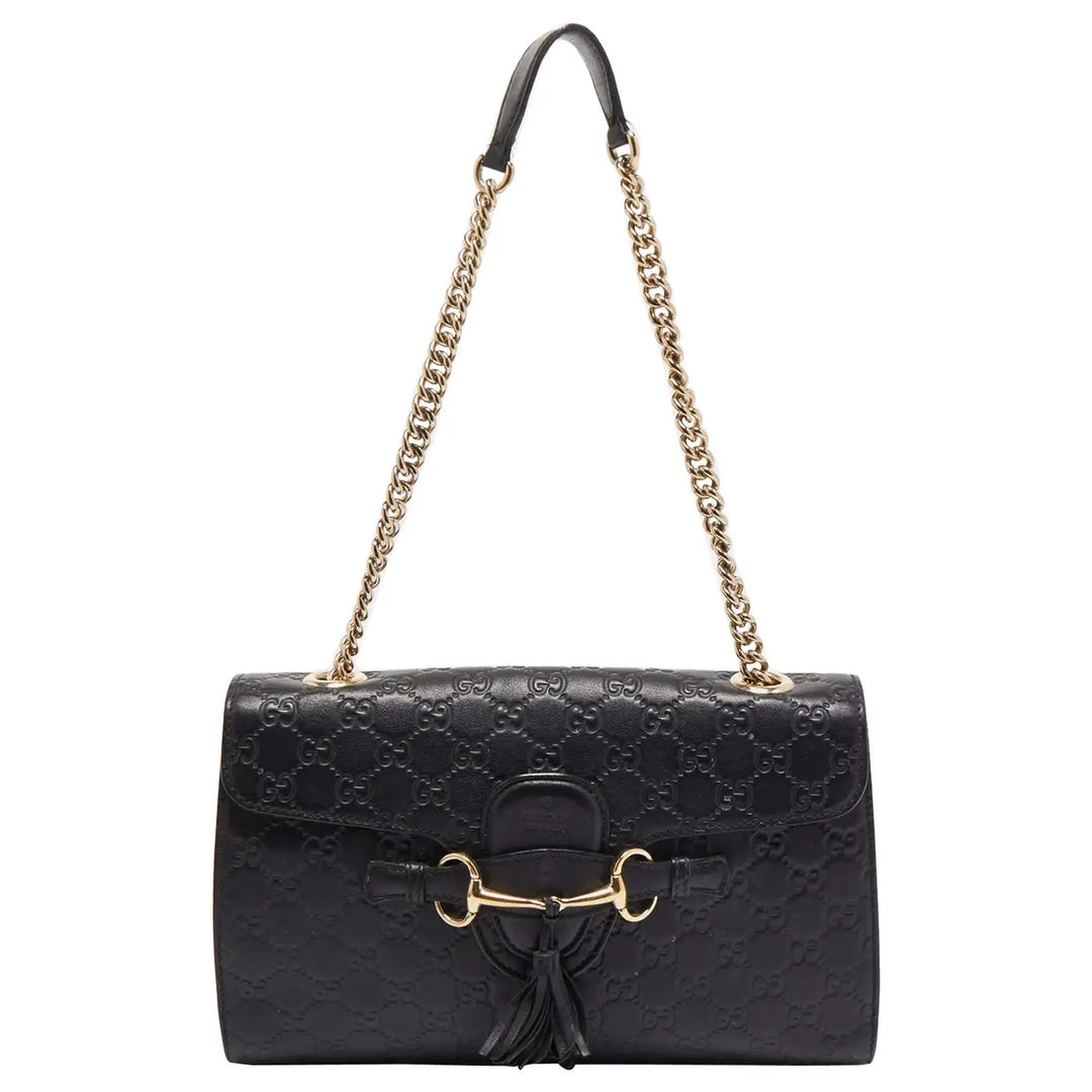 GUCCI GUCCISSIMA EMILY LEATHER SHOULDER BAG