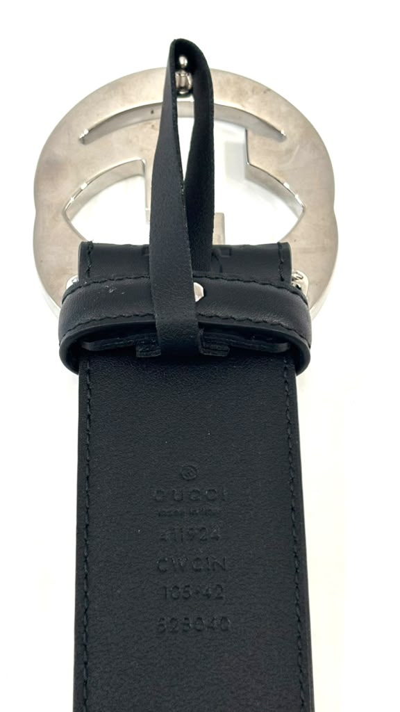 GUCCI GUCCISSIMA INTERLOCKING G CALFSKIN LEATHER BELT