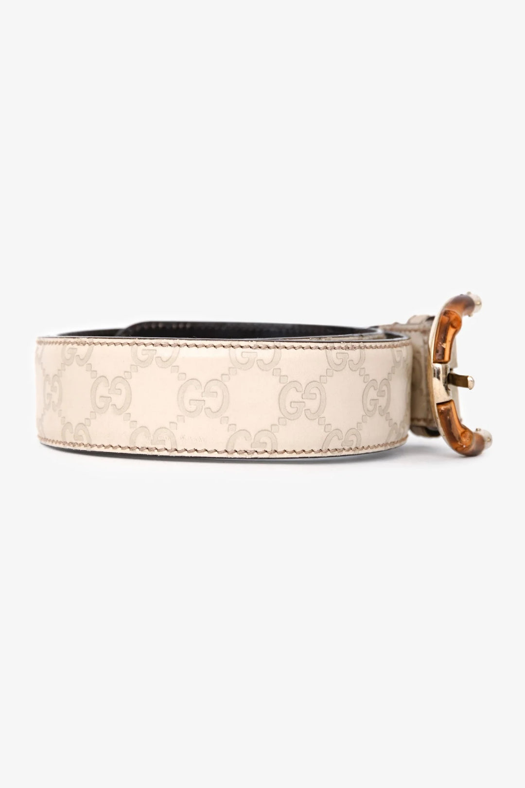 GUCCI GUCCISSIMA BAMBOO BUCKLE CALFSKIN LEATHER BELT