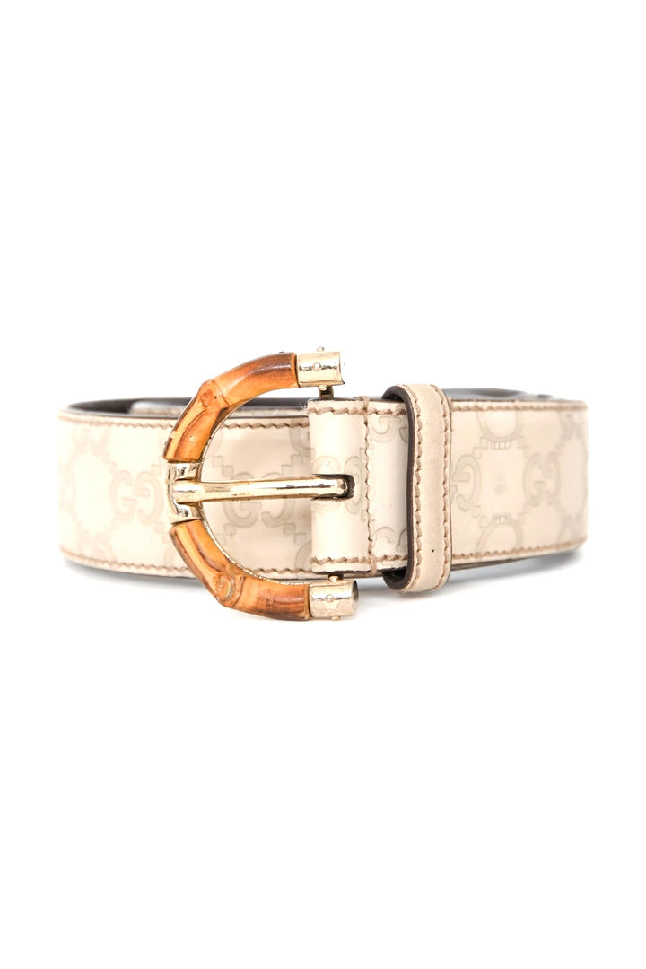 GUCCI GUCCISSIMA BAMBOO BUCKLE CALFSKIN LEATHER BELT