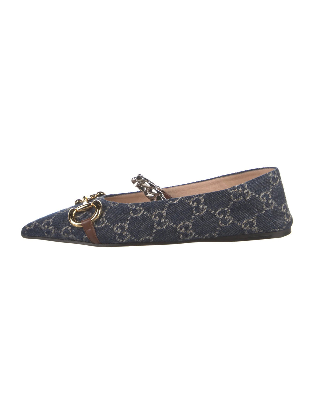 GUCCI DENIM HORSEBIT BALLET FLATS