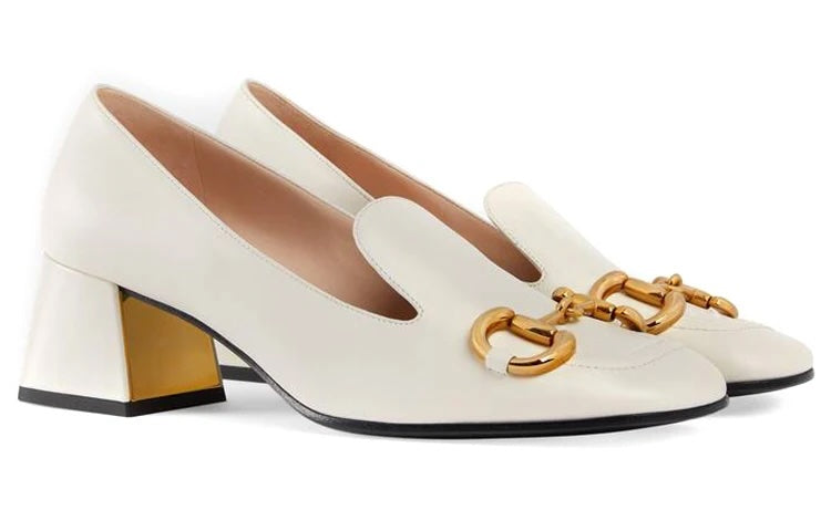 GUCCI SYLVIE HORSEBIT CALFSKIN LEATHER LOAFER PUMPS