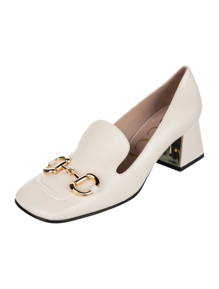 GUCCI SYLVIE HORSEBIT CALFSKIN LEATHER LOAFER PUMPS