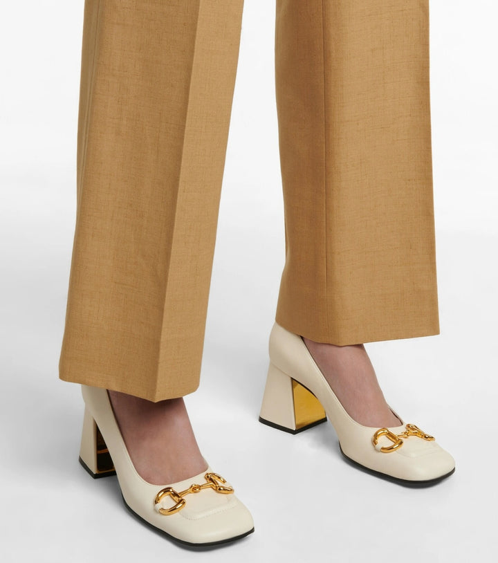 GUCCI SYLVIE HORSEBIT CALFSKIN LEATHER LOAFER PUMPS