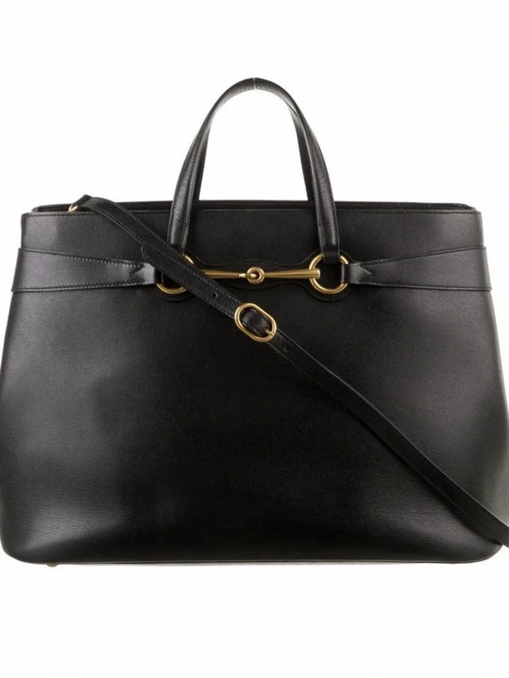 GUCCI HORSEBIT BRIGHT BIT CALFSKIN LEATHER TOTE BAG