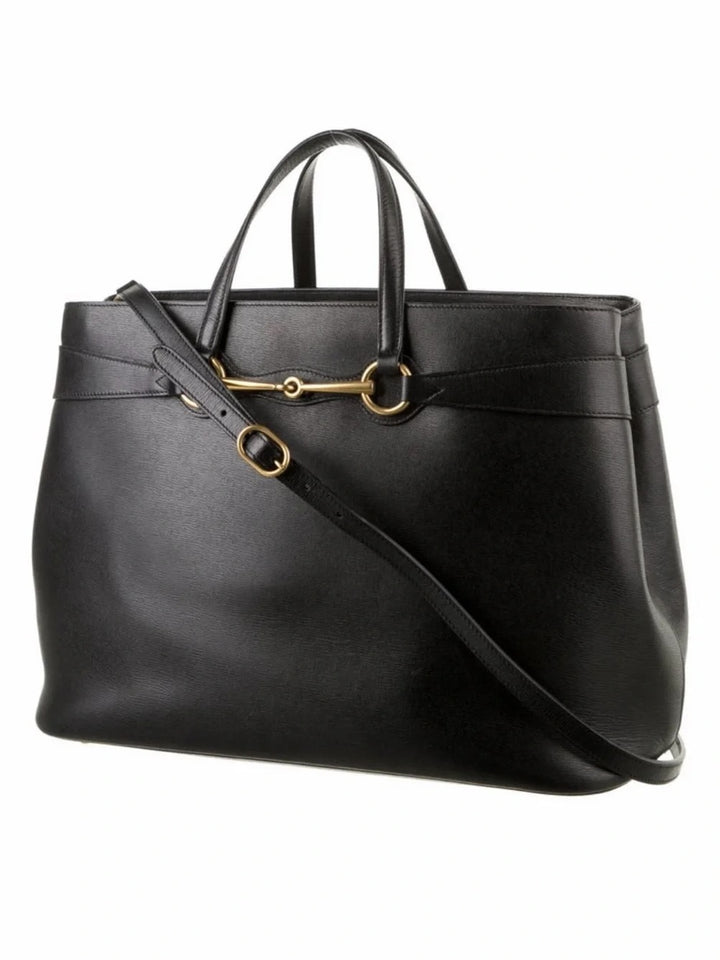 GUCCI HORSEBIT BRIGHT BIT CALFSKIN LEATHER TOTE BAG