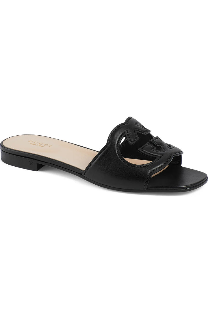 GUCCI INTERLOCKING G COUTOUT CALFSKIN LEATHER MULES