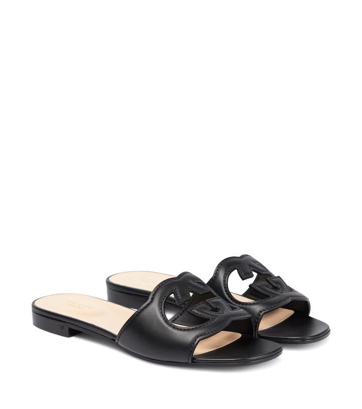 GUCCI INTERLOCKING G COUTOUT CALFSKIN LEATHER MULES