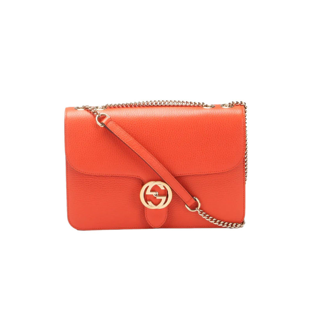 GUCCI MEDIUM INTERLOCKING G CALFSKIN LEATHER CROSSBODY BAG