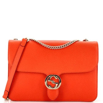 GUCCI MEDIUM INTERLOCKING G CALFSKIN LEATHER CROSSBODY BAG