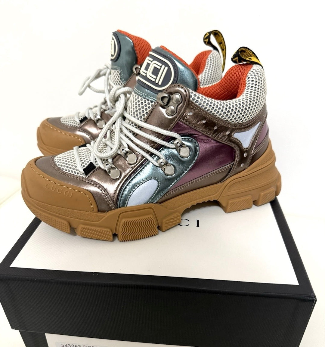 GUCCI FLASHTREK MULTICOLOR METALLIC SNEAKERS