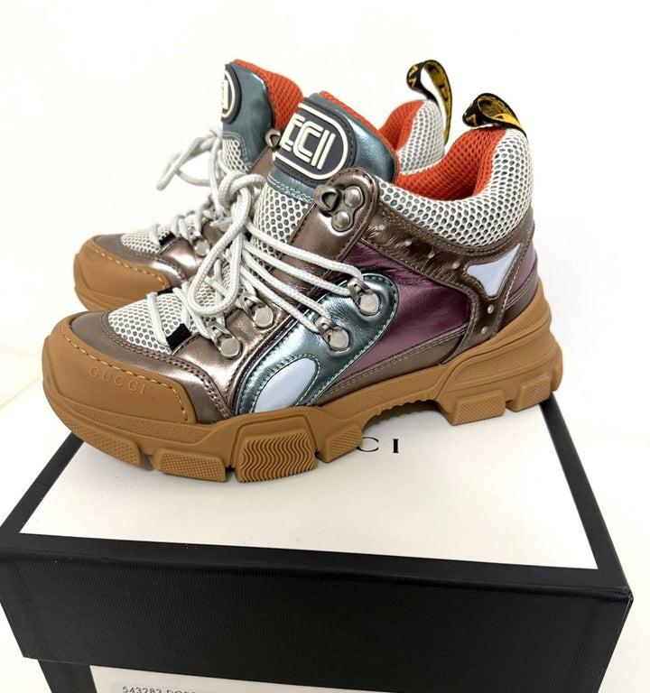 GUCCI FLASHTREK MULTICOLOR METALLIC SNEAKERS
