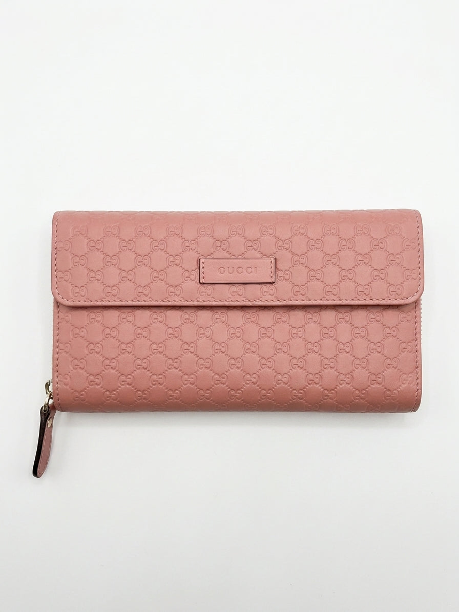 GUCCI MICROGUCCISSIMA CALFSKIN LEATHER CONTINENTAL ZIP WALLET