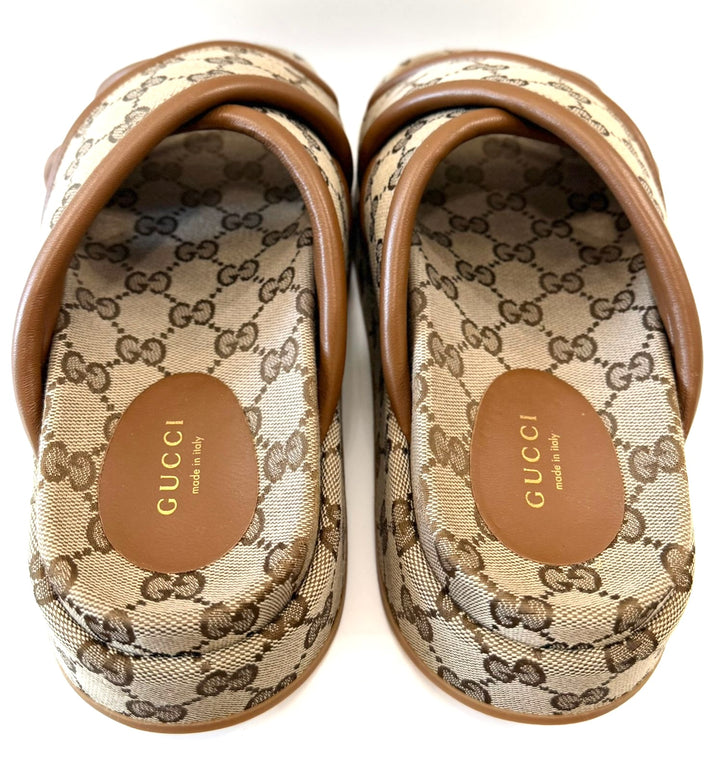 GUCCI MONOGRAM GG CALFSKIN ANGELINA PLATFORM MULES