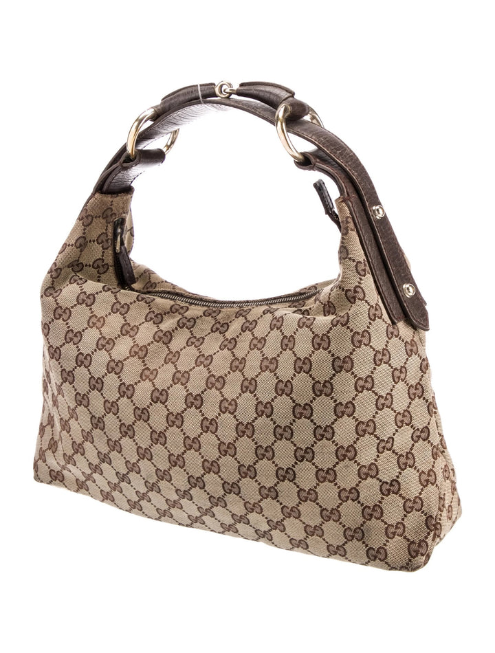 GUCCI GG MONOGRAM CANVAS MEDIUM HORSEBIT HOBO BAG