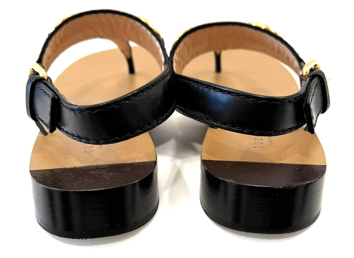 GUCCI NAPPA LEATHER CHARLOTTE HORSEBIT THONG SANDALS