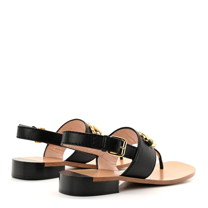 GUCCI NAPPA LEATHER CHARLOTTE HORSEBIT THONG SANDALS