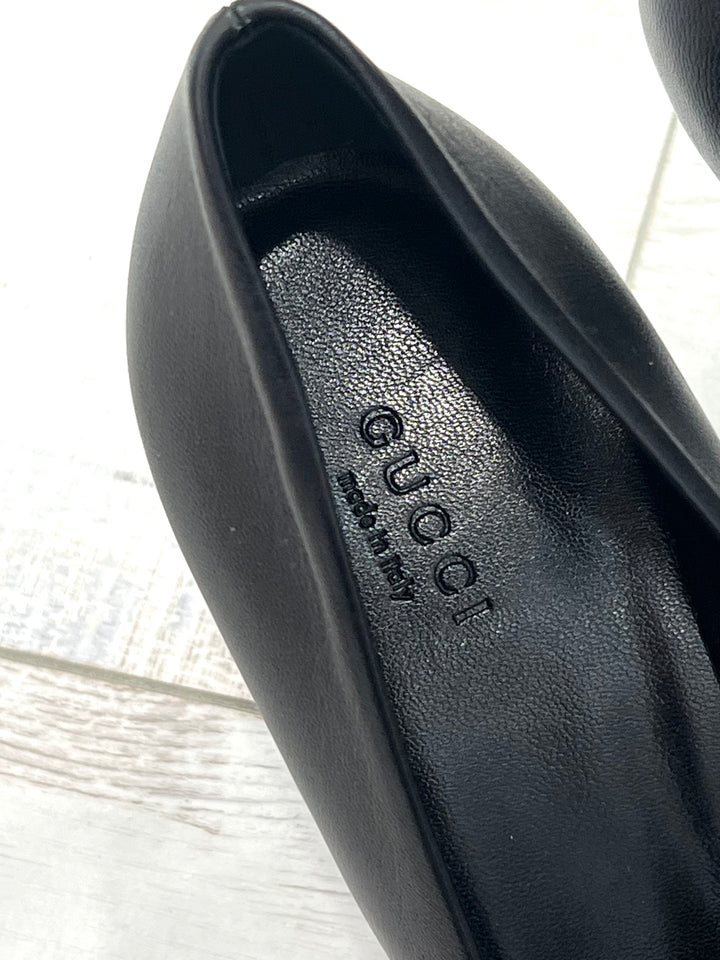 GUCCI NAPPA LEATHER MOOREA MOALITA MID HEEL PUMPS