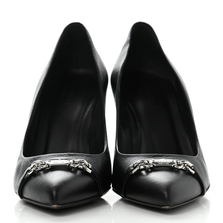 GUCCI NAPPA LEATHER MOOREA MOALITA MID HEEL PUMPS